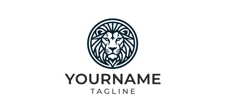 Lion head logo design template.