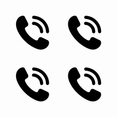 Fototapeta premium Four black telephone receiver icons on a white background