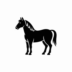 Fototapeta premium A black horse silhouette standing on a white background