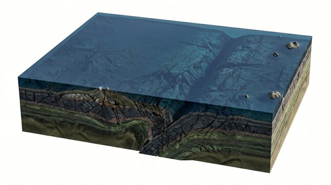 3D Cross Section of Mid-Ocean Ridge Seafloor Spreading Model