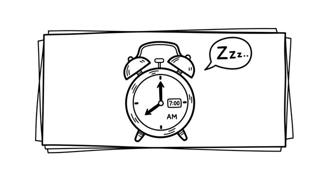 Alarm Clock Rings At 7 AM, Wake Up Call, Sleepy Morning, Zzz Sound Bubble