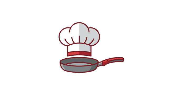Chef Hat and Frying Pan Culinary Icon.