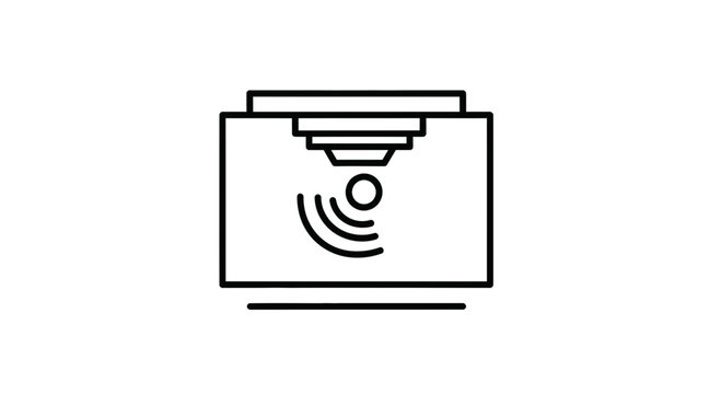 Smart Sensor Icon: Motion Detection, Wireless Signal, Technology Concept