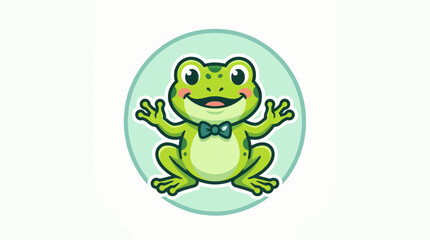 Obraz premium Cute Cartoon Frog Character with Bow Tie, Friendly Amphibian Icon