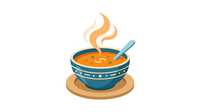 Steaming bowl of orange soup.
