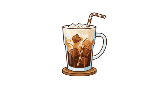 Iced Coffee Drink with Straw.