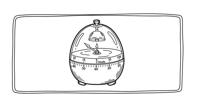 Vintage Egg Timer Drawing - Retro Kitchen Gadget Illustration