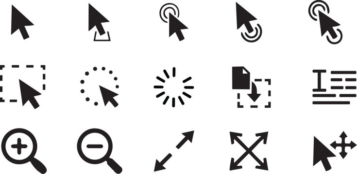 Mouse Cursor and Pointer Vector Icon Set
