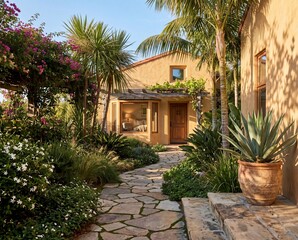 Fototapeta premium Contemporary Poolside Villa Patio for Premium Hospitality Marketing