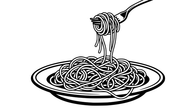 A plate of spaghetti with a fork lifting some noodles