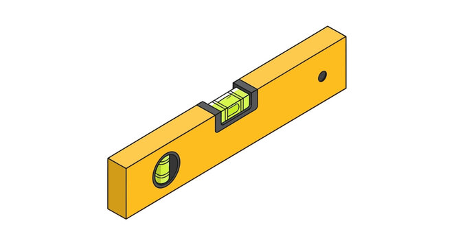Yellow metal spirit level with three bubbles.