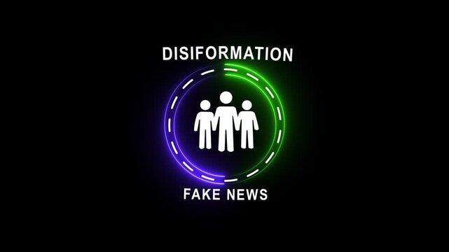 Disinformation and fake news spread through technology can lead to crimes and deepfake black background manipulation affecting trust and truth digital networks 4k video...
