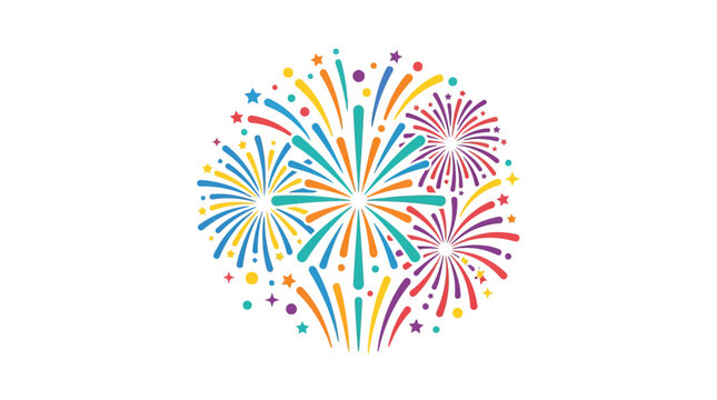 Colorful Fireworks Explosions in Circle.