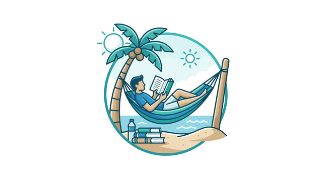 Man Relaxing in Hammock Outdoors.