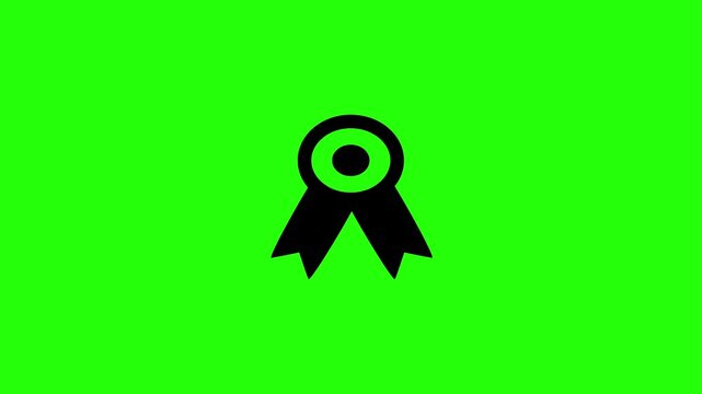 4K horizontal layout featuring a premium award rosette ribbon badge medal silhouette bouncing fluidly. Tactical popup achievement holiday icon.