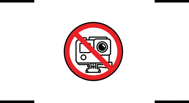 No Action Camera Sign, Forbidden Recording Symbol, Outdoor Activity Restriction
