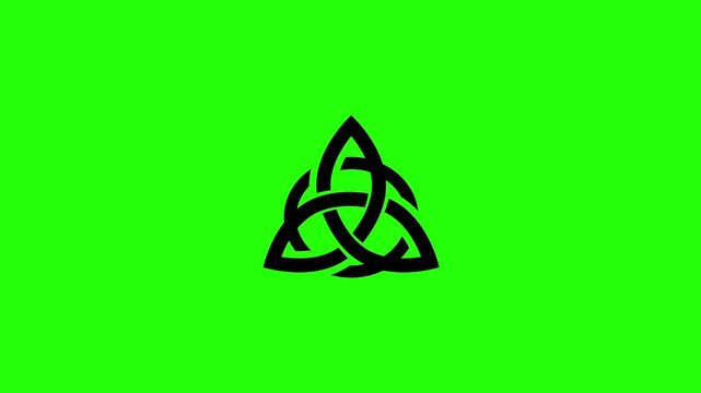 Dynamic 4K resolution asset showing an endless infinity Irish Celtic knot trinity silhouette bouncing. Playful popup traditional ornament icon.