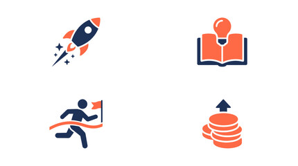 Fototapeta premium Set of business growth and success icons on white background