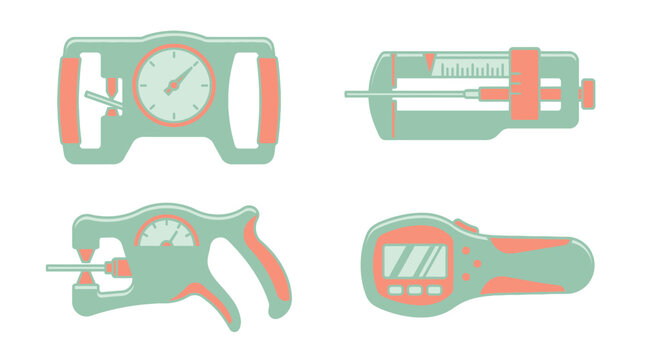 Set of hand dynamometer icons for grip strength testing