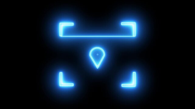 Looping neon user icon scan animation showing futuristic face detection and people identification in minimal flat neon style.