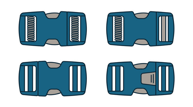 Vector illustration of blue plastic side release buckles