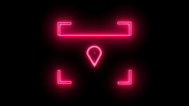Looping neon user icon scan animation showing futuristic face detection and people identification in minimal flat neon style.