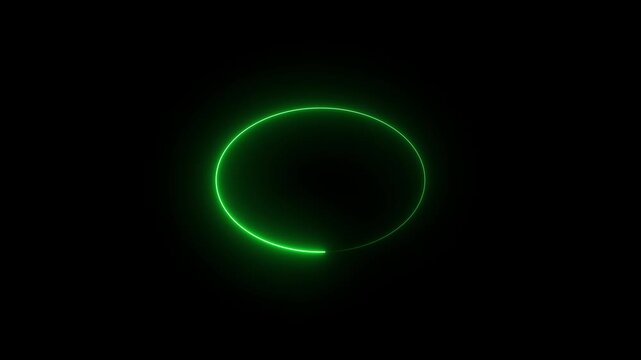 Bright neon circular line frame repetitive animation on black background. Neon light trail circle- Gradient neon circle frame loading icon animation. Cyan circle glow border concept blinking lines.