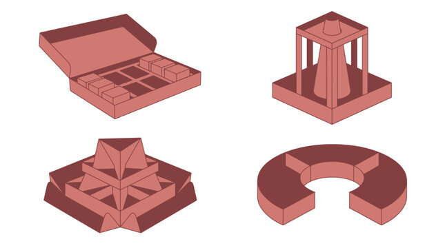 Four cardboard packaging box templates on a white background