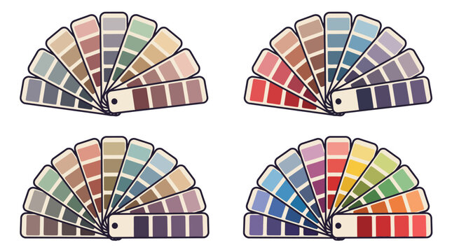 Vector illustration of four colorful swatch guides on white
