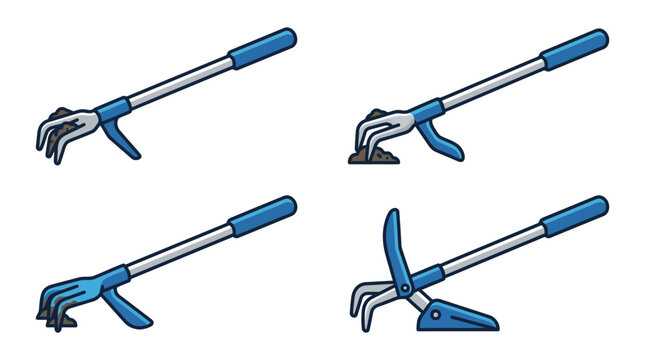 Vector illustration of a blue garden hand weeding tool