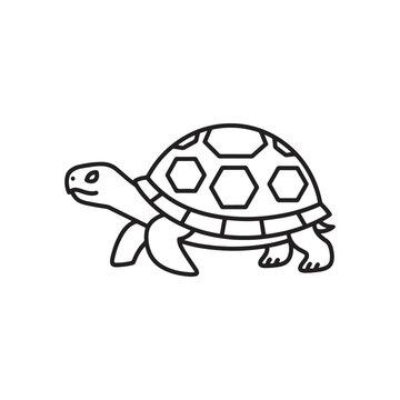 Walking sea turtle line art icon for marine wildlife and education