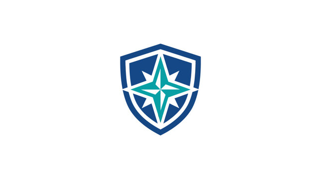 Blue shield logo with a four-pointed compass star.