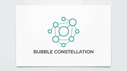 Bubble constellation network logo with connected circle nodes. © mursidi