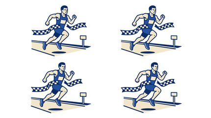 Fototapeta premium Vector illustration of a runner crossing the finish line