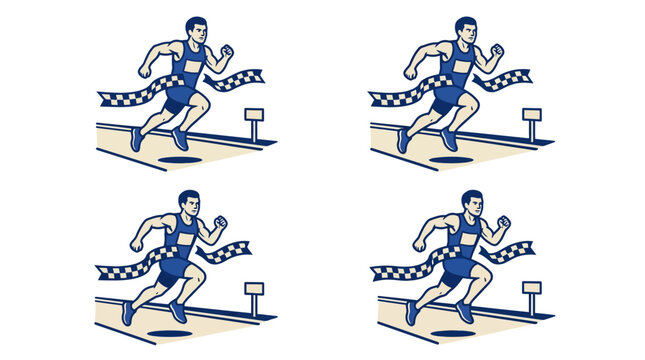 Vector illustration of a runner crossing the finish line