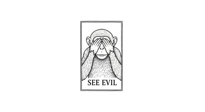 Monkey Covering Eyes, See No Evil, Moral Choice, Ethics, Blindness, Symbolism