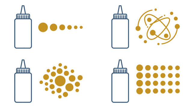 Vector icons showing different spray patterns from a bottle