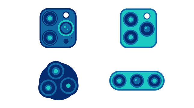 Vector icons of smartphone camera modules on a white background