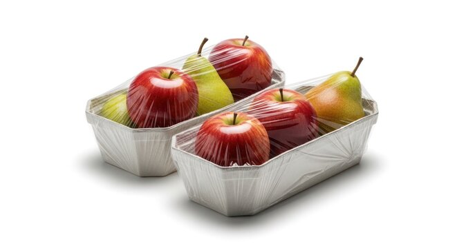 Fresh Apples and Pears Packaged in Eco-Friendly Trays.