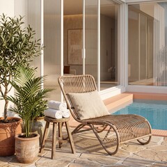 Fototapeta premium Private Stay Patio Lounge for Luxury Travel Campaign Design