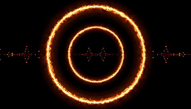 Glowing orange circles with sound wave elements