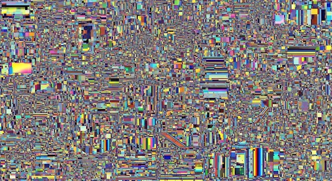 Glitchy digital distortion screen error.