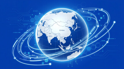 Naklejka premium Global network connections around Asia