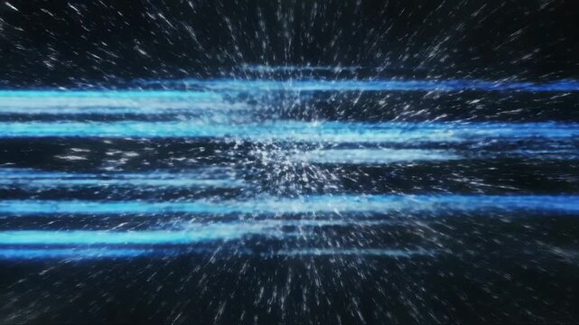 Dynamic Electric Glitch Background with horizontal blue glowing lines and white lightning streaks on a black background ideal for high-energy video transitions and cinematic intros.