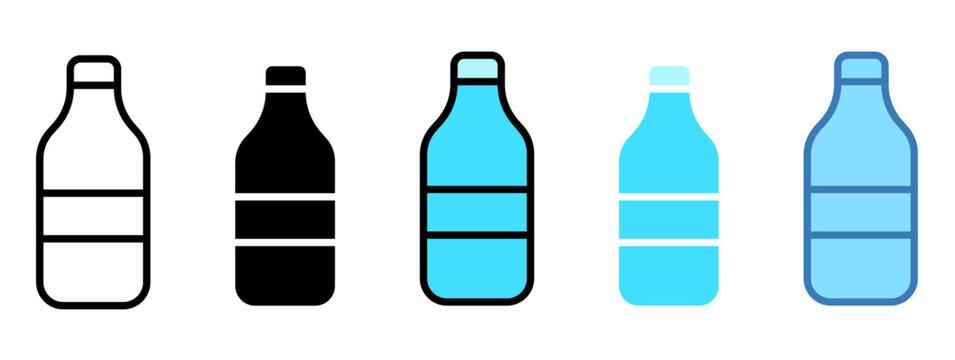 plastic water bottle icon collection. plastic water bottle icon collection for beverage packaging and hydration tracking apps
