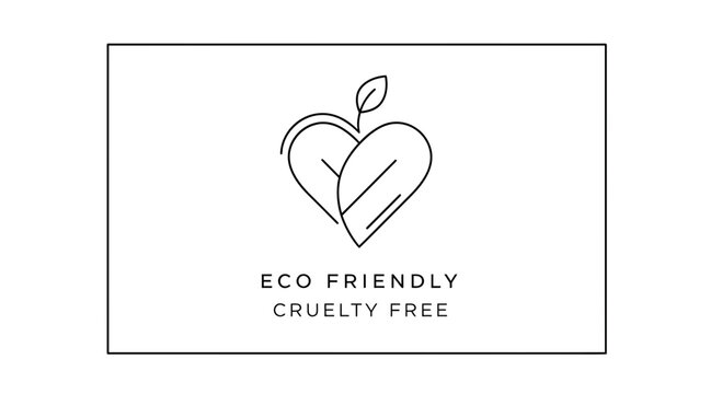 Eco Friendly Cruelty Free Heart Symbol with Leaf - Organic, Natural, Ethical Concept
