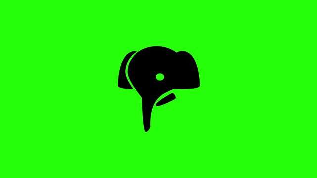 High quality 4K video showing an asian elephant head silhouette with a trunk profile bouncing. Great wild nature tourism asset.
