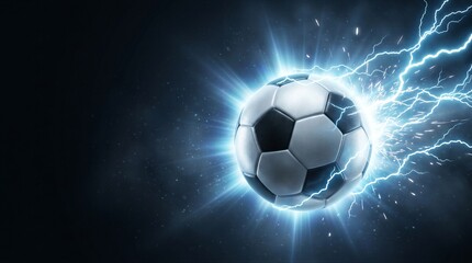 Fototapeta premium Soccer ball with electric energy bolts and sparks