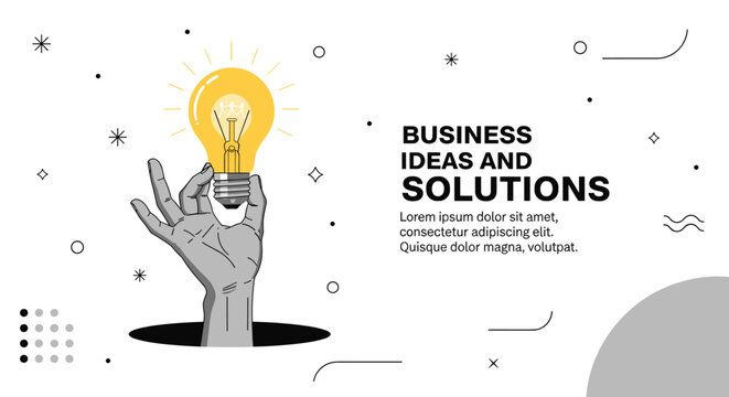 Business ideas light bulb collection with innovation solution creativity hand concept vector design