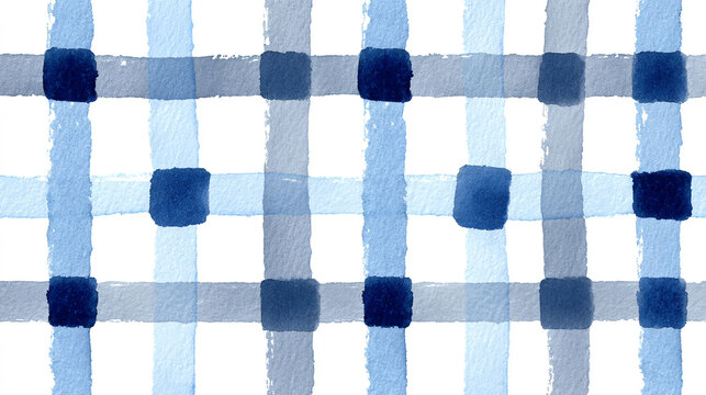 Blue Gingham Watercolor Pattern